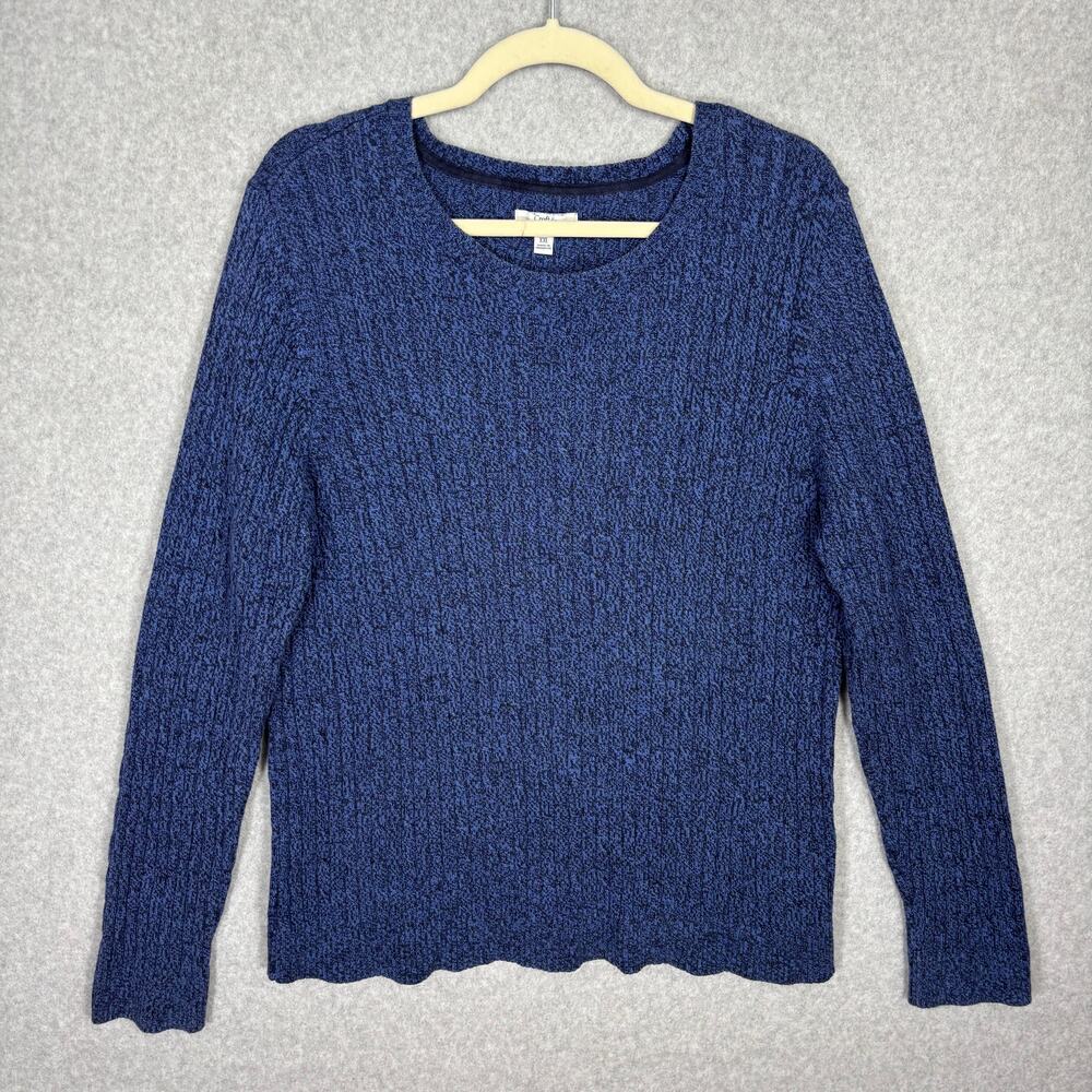 Croft Barrow Sweater Womens XXL Cable Academia Preppy Fisherman Marled Cotton